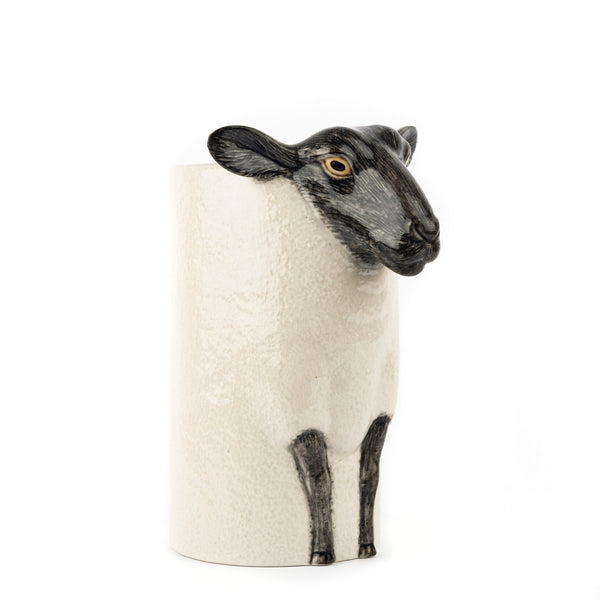 Ceramic Animal Utensil Pot - Suffolk Sheep Black Face