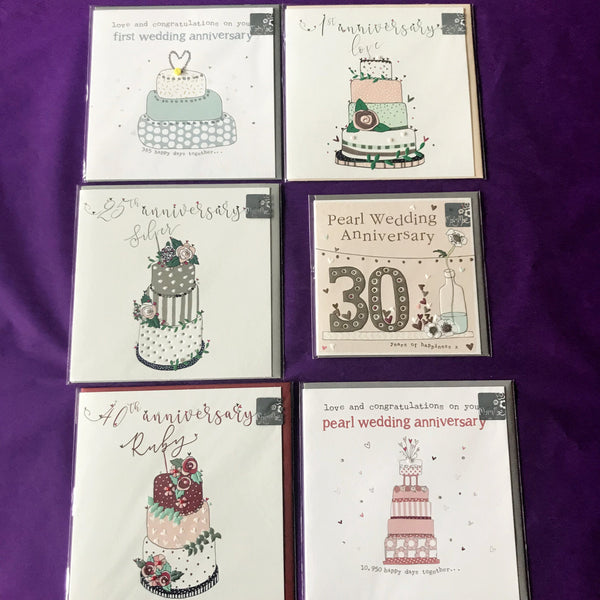 Cards - Anniversary 1st, 25th, 30th, 40th