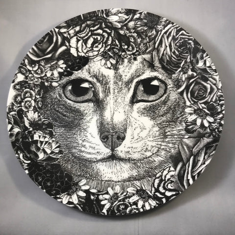 Cat with Flowers Plate