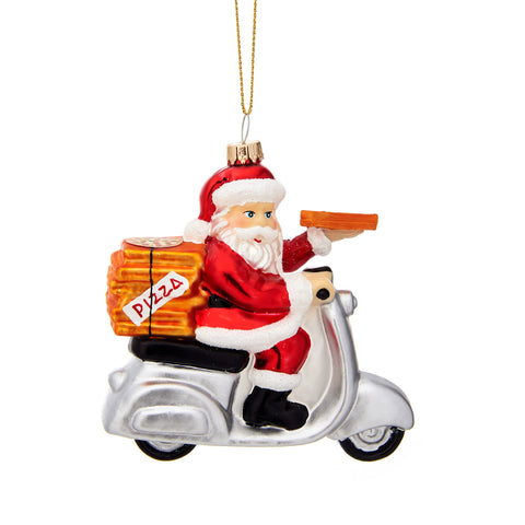 Santa Delivering Pizza Christmas Decoration