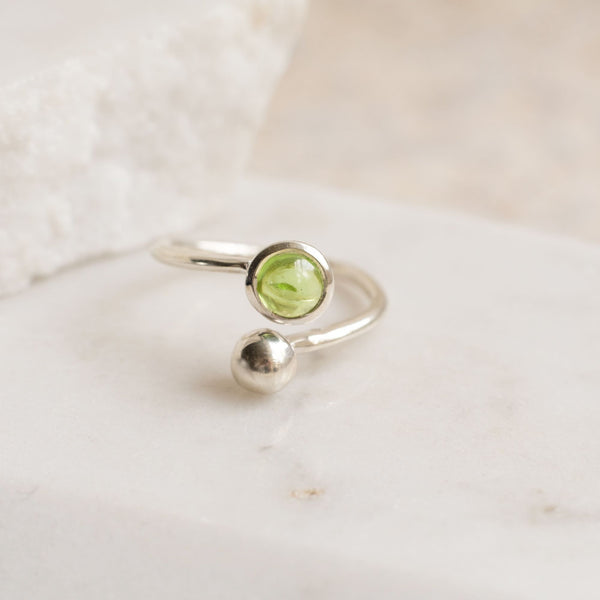 Silver ring with birthstone