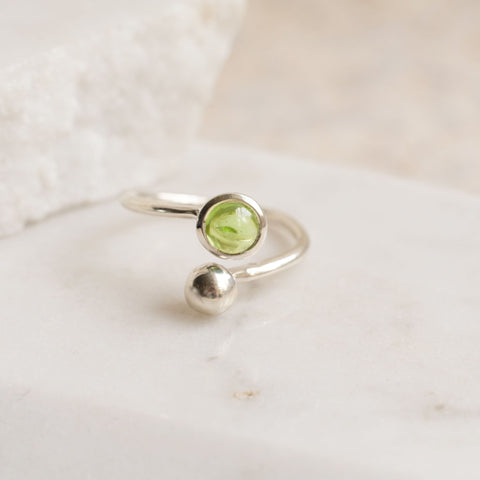 Silver ring with birthstone