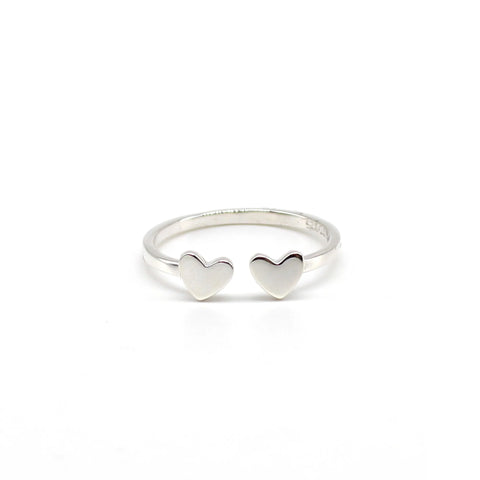 Mini Heart Adjustable Ring - Silver