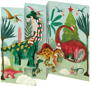 Christmas tri fold Card Pack Dinosaur